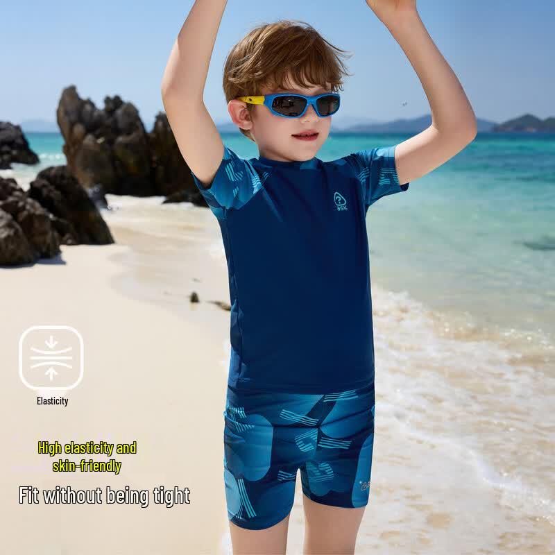 ASK JUNIOR Boys' Short-Sleeve Two-Piece Swimsuit