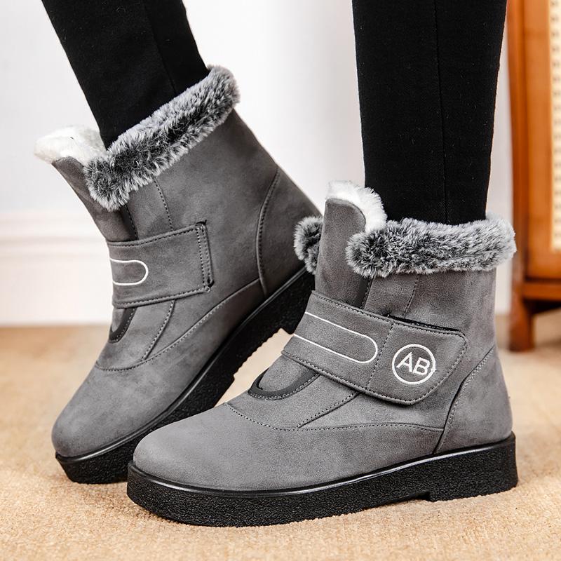 Lucyever Rutschfeste Schneestiefel aus Wildlederimitat für Damen 2024 Warmhalten Faux-Fur Stiefeletten Frau Dick Plüsch Winterstiefel Übergröße 44