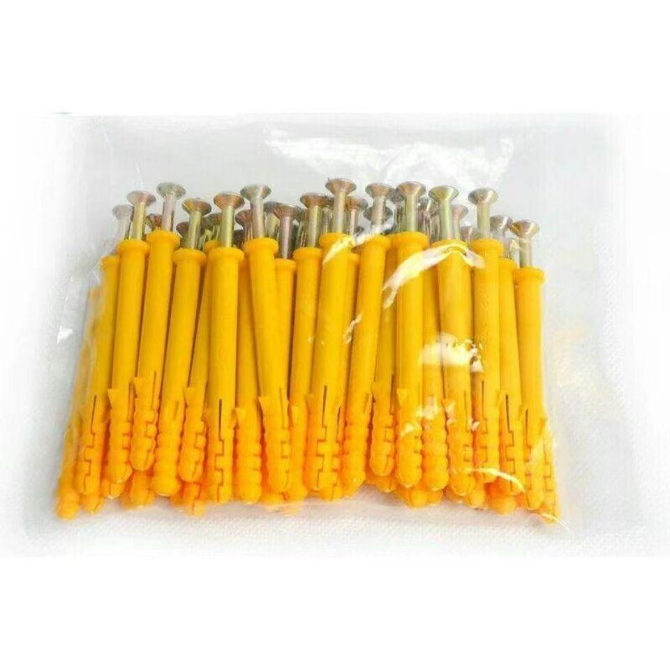 Yellow Croaker Plastic Expansion Tube & Rubber Plug Set with Self-Tapping Screws (6/8/10mm) 10*180 tube + color nail (50 sets)