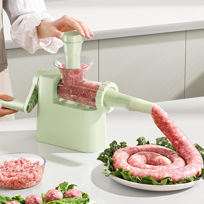 Mașină Manuală de Umplut Cârnați Râșniță de Carne Umplutură cu 4 Tuburi pentru Producție Casnică