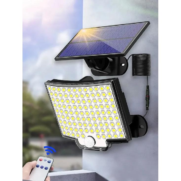 160/106 LED Solar Motion Light Outdoor Separate Panel Solar Flood Lights 3 Light Modes for Garden Garage Waterproof Wall Lights