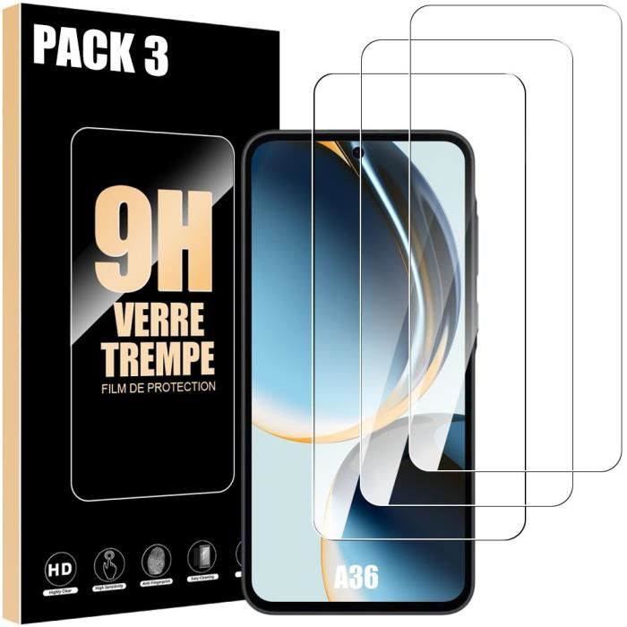 Tempered Glass Protection Film - Samsung - Galaxy A36 - 3 Pieces - Shock Resistant - Transparent