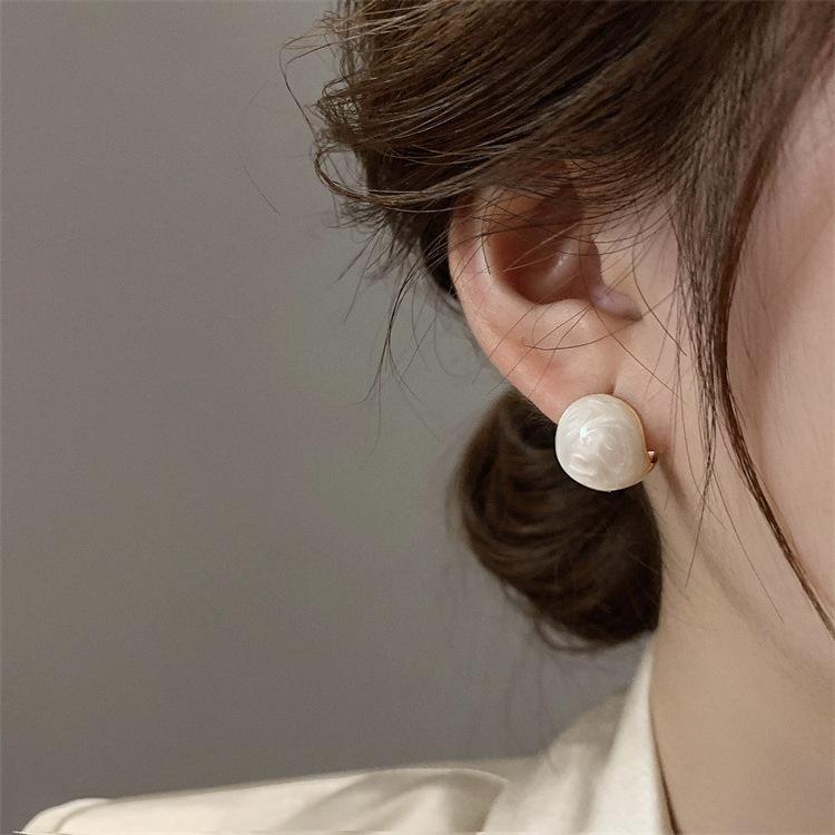

French Geometric Round Ball Earrings, S925 Silver Ear Cuffs for Women