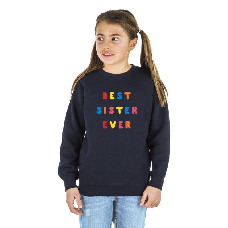 Moletom infantil WAF BEST SISTER EVER COLORIDO 4 ans azul marinho