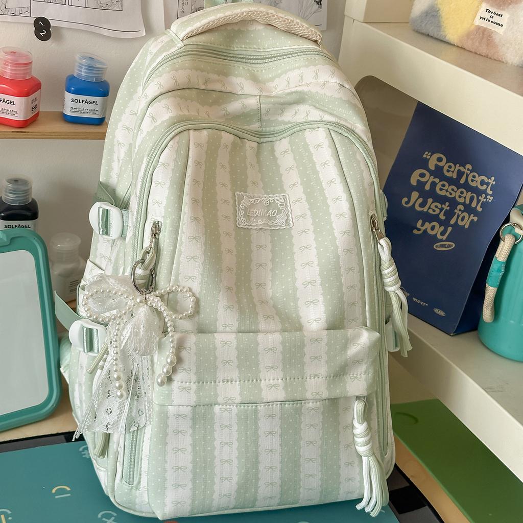 Schoolbag new gentle fresh color scheme striped design backpack junior high school schoolbag women's fashion commuter backpack