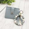 Silicone Bracelet Keychain Wallet Beaded Wristlet Credit Card Holder with Tassel Slim Card Wallet with ID