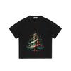 Christmas Tree T Shirt Black Christmas Tree with Peace and Love Text Holiday Seasonal Wear