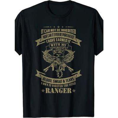 Tamanhos europeus NOVO Limitado Eu Possuo Para Sempre O Título Ranger do Exército dos EUA Camiseta Unissex Mesmo estilo para homens Camiseta estampada de manga curta para o verão de 2025