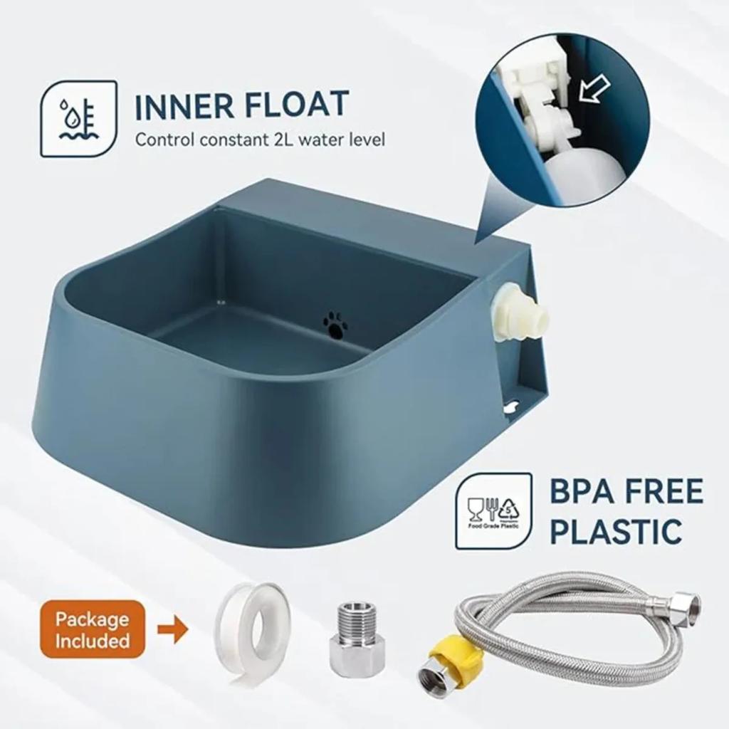 New Dog Automatic Water Bowl with 1.5m Water Hose 2L Floating Ball Automatic Water Dispenser Pet for Animal Cat Chickens Rabbits