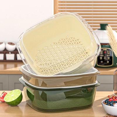 Scatola Portaoggetti Frigorifero a Doppio Strato Scatole per Frutta e Verdura Fresca Frigorifero Cestello Scola-tutto Contenitori Portaoggetti con Coperchio Utensili da Cucina