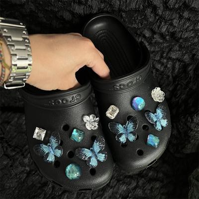 Cave Shoes DIY Accessories, Ink Wash, Acrylic, Butterfly Tassel Flower, Rhinestone, Detachable Shoe Buckle, Shoe Flower Accessories, Accessories