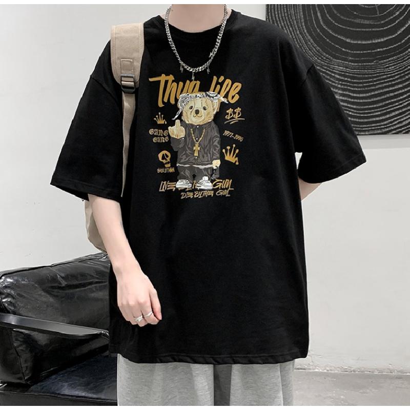 Pánská trička s krátkým rukávem Dopis s grafickým potiskem Trička módní značky pro muže Muži Oblečení Neformální Tričko Muž Léto Korejské Retro Topy Pro