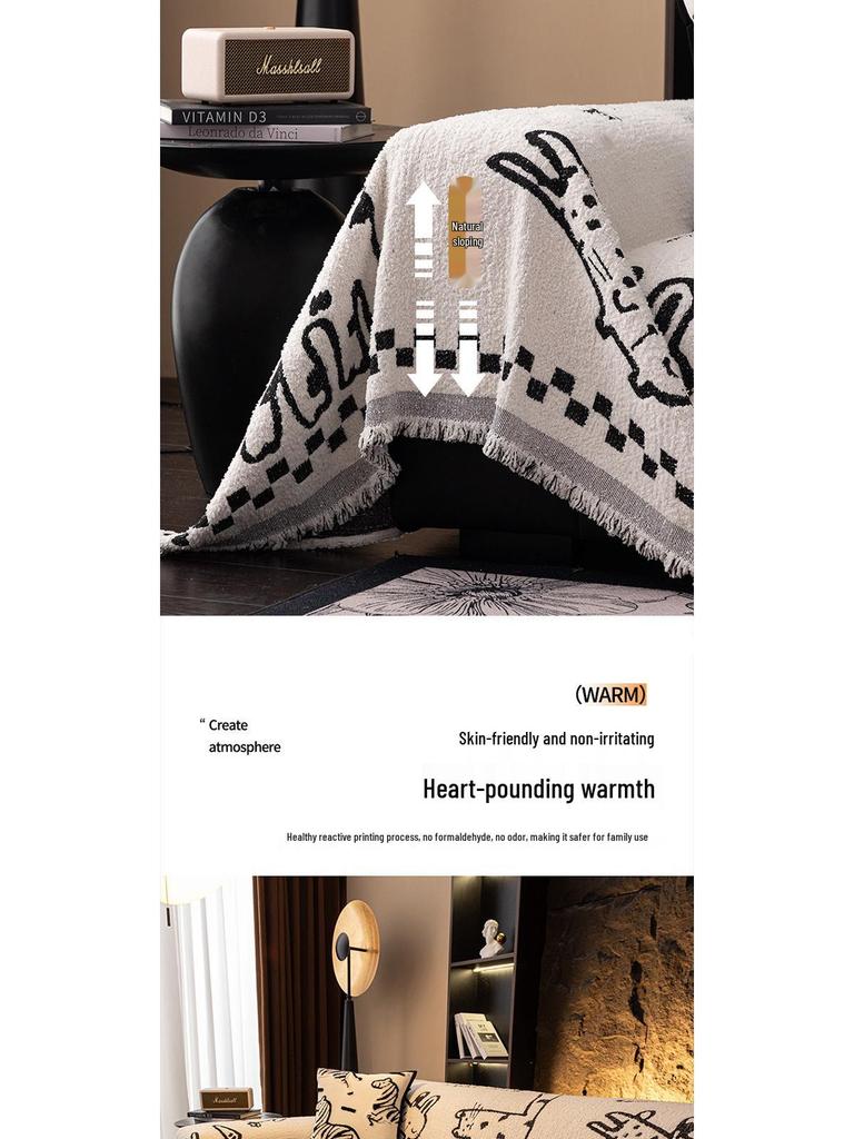 Vier-Jahreszeiten Plüsch Rutschfester Creme Sofaüberwurf