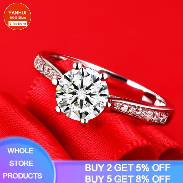 

925 стерлингового серебра цвет натуральный цирконий бриллиант обручальное кольцо белое золото модные украшения для женщин 6