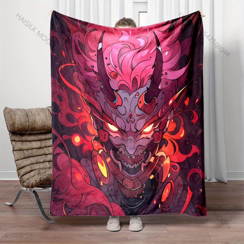 Japanese Ghost Mask Art Blanket Warm Soft Fluffy Kids Adult Luxury Gifts for Sofa Bed Home Outdoor Travel Camping Blanket