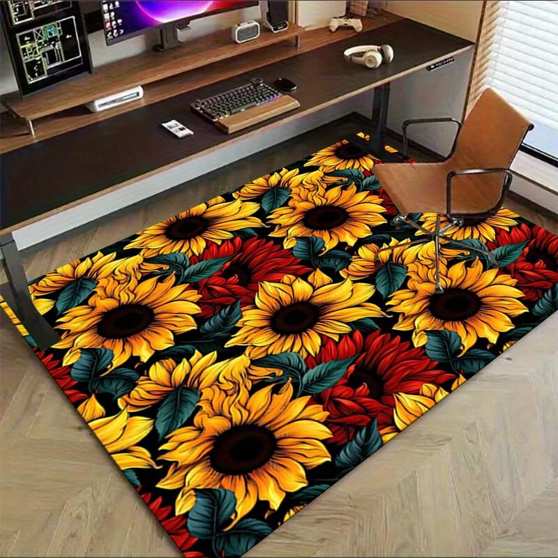 1pc Sunflower Pattern Themed Rug for Home Decor, Non-slip Office Carpet, Chair Mat, Outdoor Mat, Christmas and Halloween Gifts-0731162