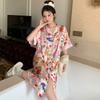 Style Pet Fruit Party Summer Ice Silk Short-Sleeved Shirt Medium And Long Loungewear Nightdress Women