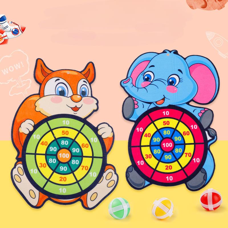 Cartoon Pattern Sticky Ball Children's Dart Board Dart Target Indoor and Outdoor Throwing Sticky Ball Interactive Game