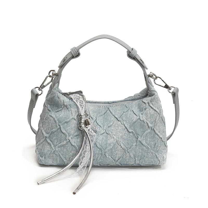 

Женская сумка-тоут Новая мода Джинсовая сумка через плечо Повседневная сумка-мессенджер no pendant синий