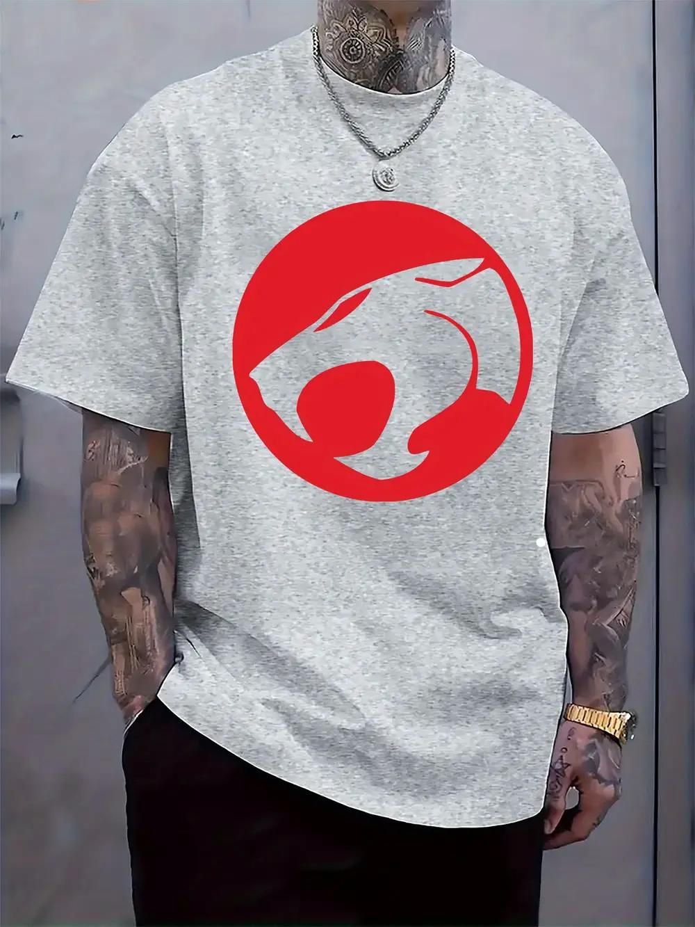 White T-shirt with Red Beast Logo Print - Casual Crew Neck S
