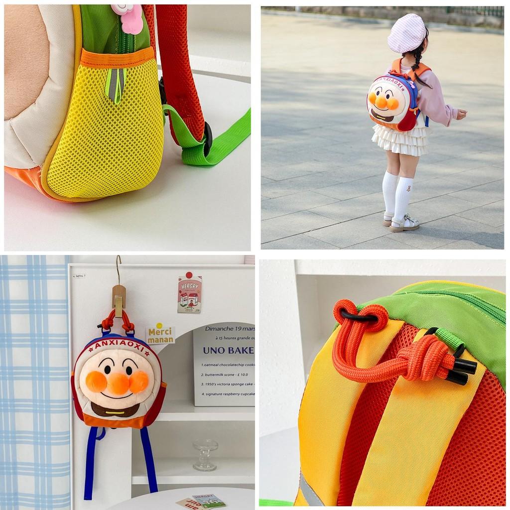 Cartoonanpanman Kids Backpack With Breathable Nylon And Plush Elements For Preschool Children