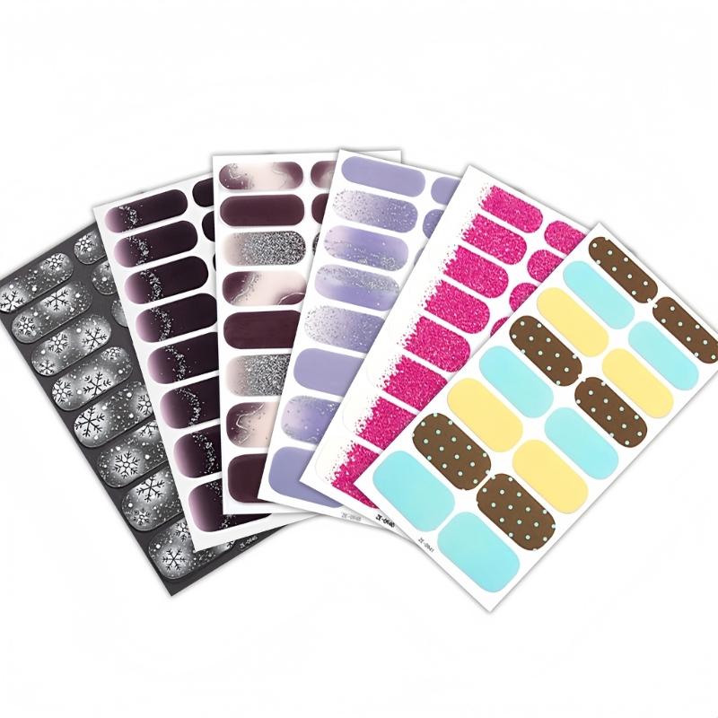 Strong Adhesive Nail Strips Polish Film Decals Stick On Art Decals Without LED Lamps Curing Stylish and Long Lasting