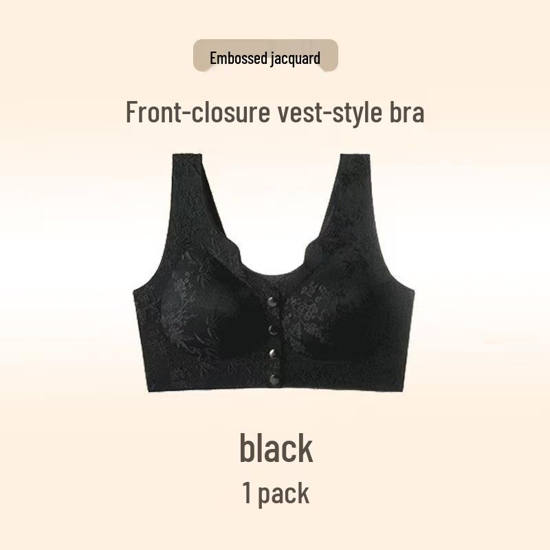 Tragbarer Damen-BH mit Frontverschluss, geprägtem Jacquard, Push-Up und ohne Bügel