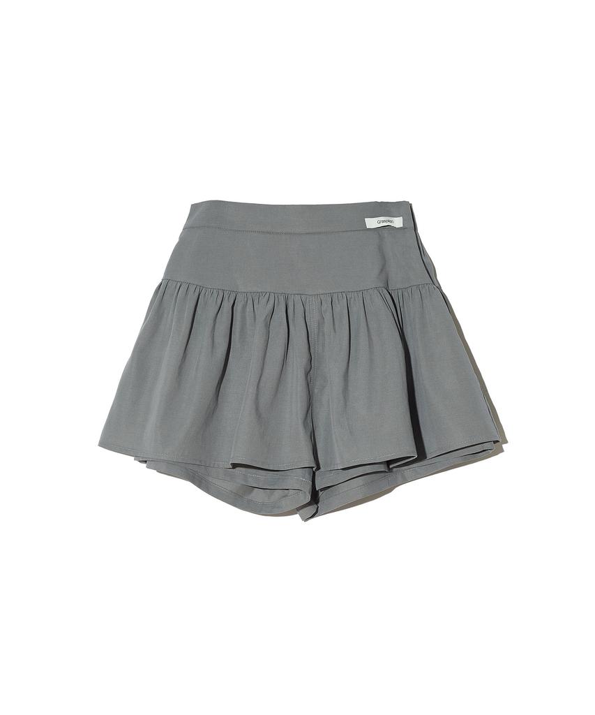 GRASPLAN Shirring Mini Skirt Shorts_Gray