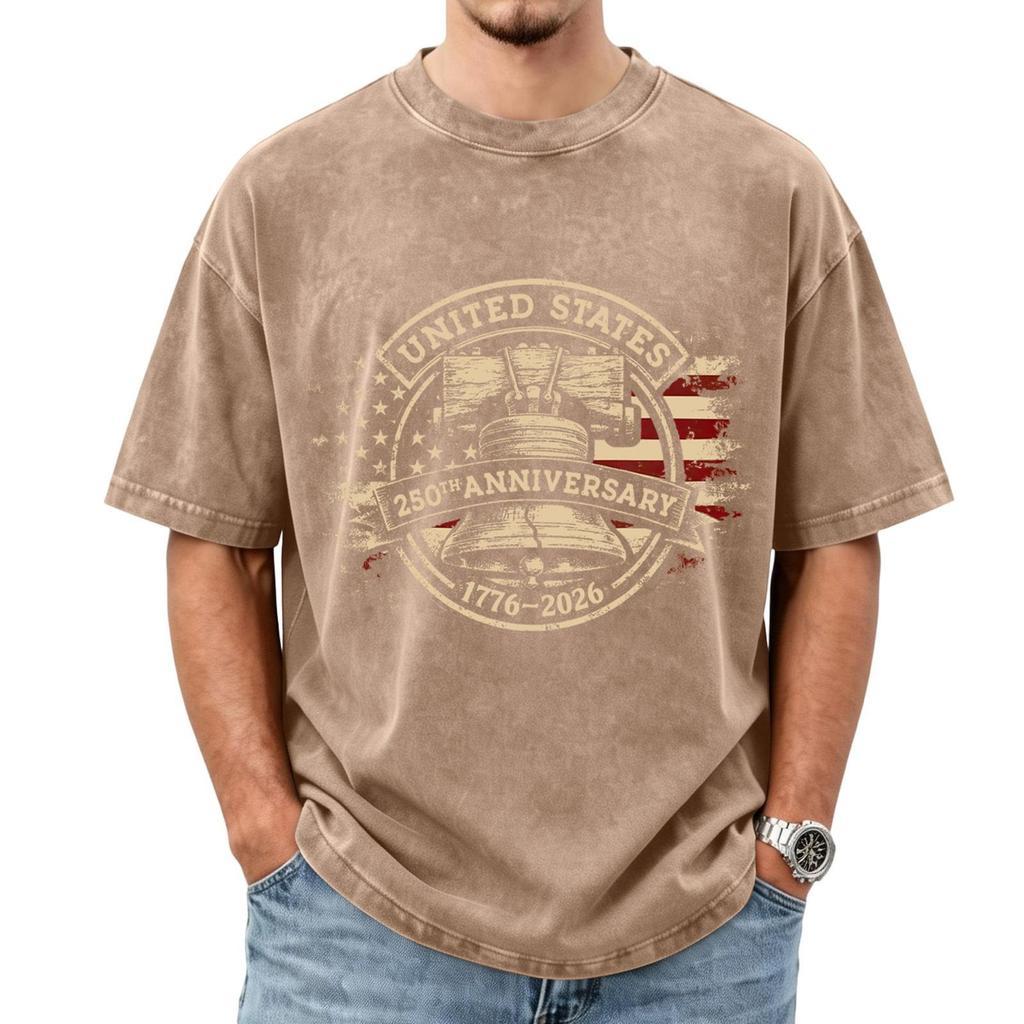 United States 250th Anniversary 1776 2026 Short Sleeve T Shirt Crew Neck Graphic Liberty Bell Print Casual Top Tee