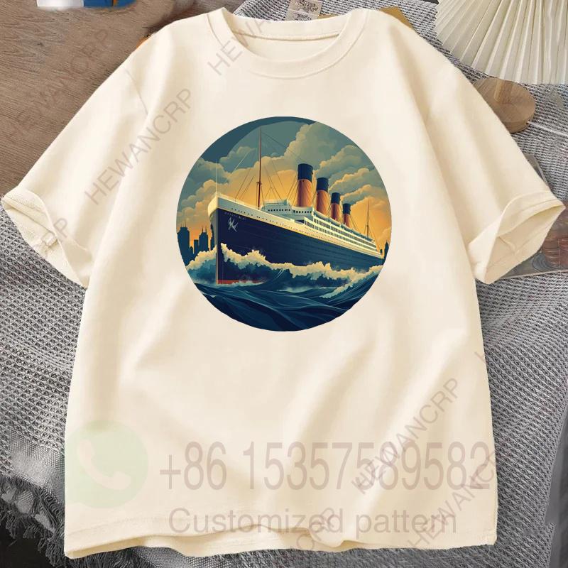 Mens Tracksuit Tshirt Boat Print Round Neck Short Sleeves Casual Cotton Pullover Sweatwicking Breathable Sportswear