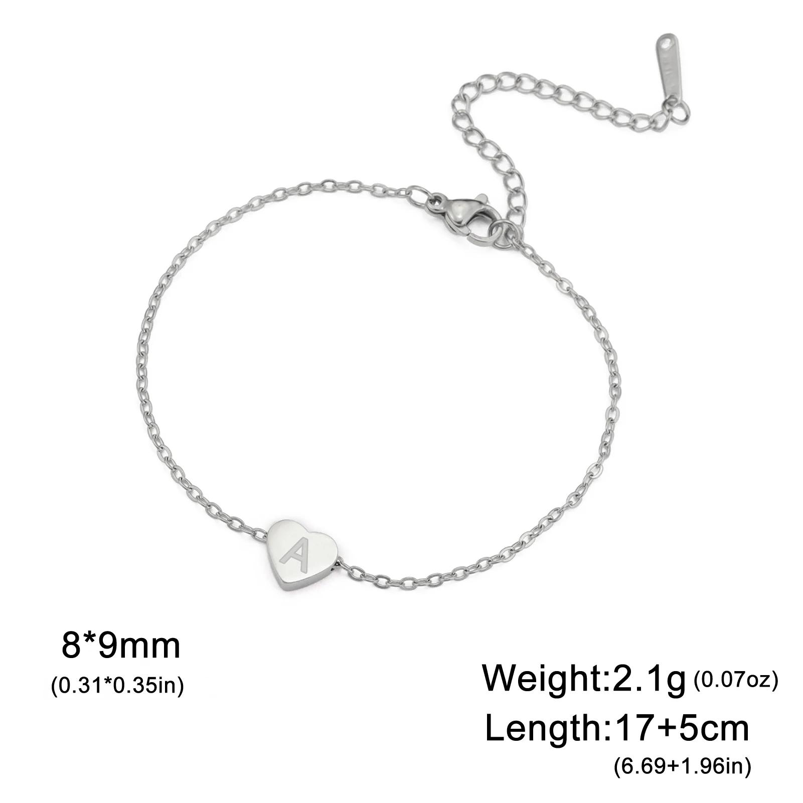 

Cazador Mini Heart Initial Letter Charm Women s Bracelets A-Z Alphabet Bracelets Stainless Steel Jewelry Birthday Christmas Gift T&17-22 cm