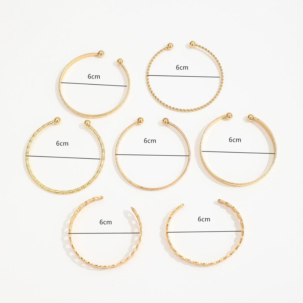 European and American Hammered Pattern Arrow Diamond-shaped Bracelet Chain Twist Hammered Pattern Bracelet Seven-piece Set for Women