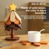 Christmas Tree Heat Resistant Coaster Set With Wooden Material For Holiday Table Decor
