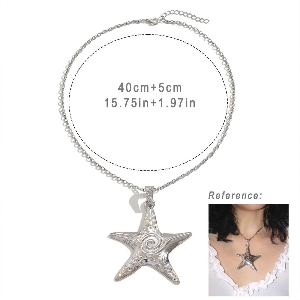 Gothic Starfish Pendant Necklace Punk Exaggerated Irregular Star Charm Jewel Travel Beach OOTD Necklace