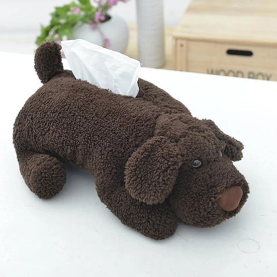 Large Size Elastic Band Tissue Box Cover Cute Plush Teddy Dog Shape Paper Container Case Home Accessories
