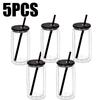 1/1/1PC 16OZ Double Wall Snowglobe Tumbler with Pre-Drilled Hole  Reusable Drinks Cups With Straw Break-Resistant Mason Jar Cups