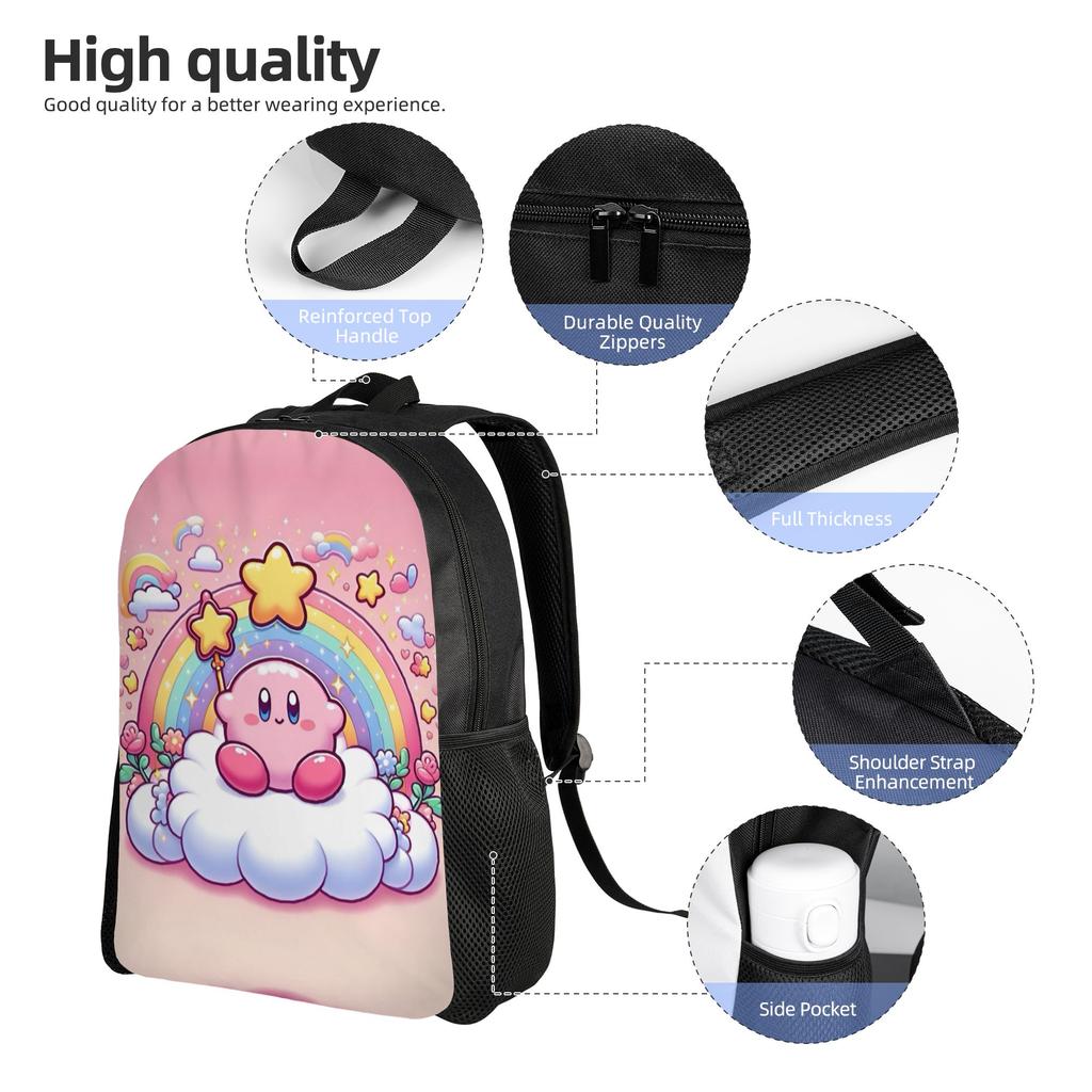 K-Kirbys Laptop Backpack Men Women Fashion Bookbag for School College Students Cartoon Bags