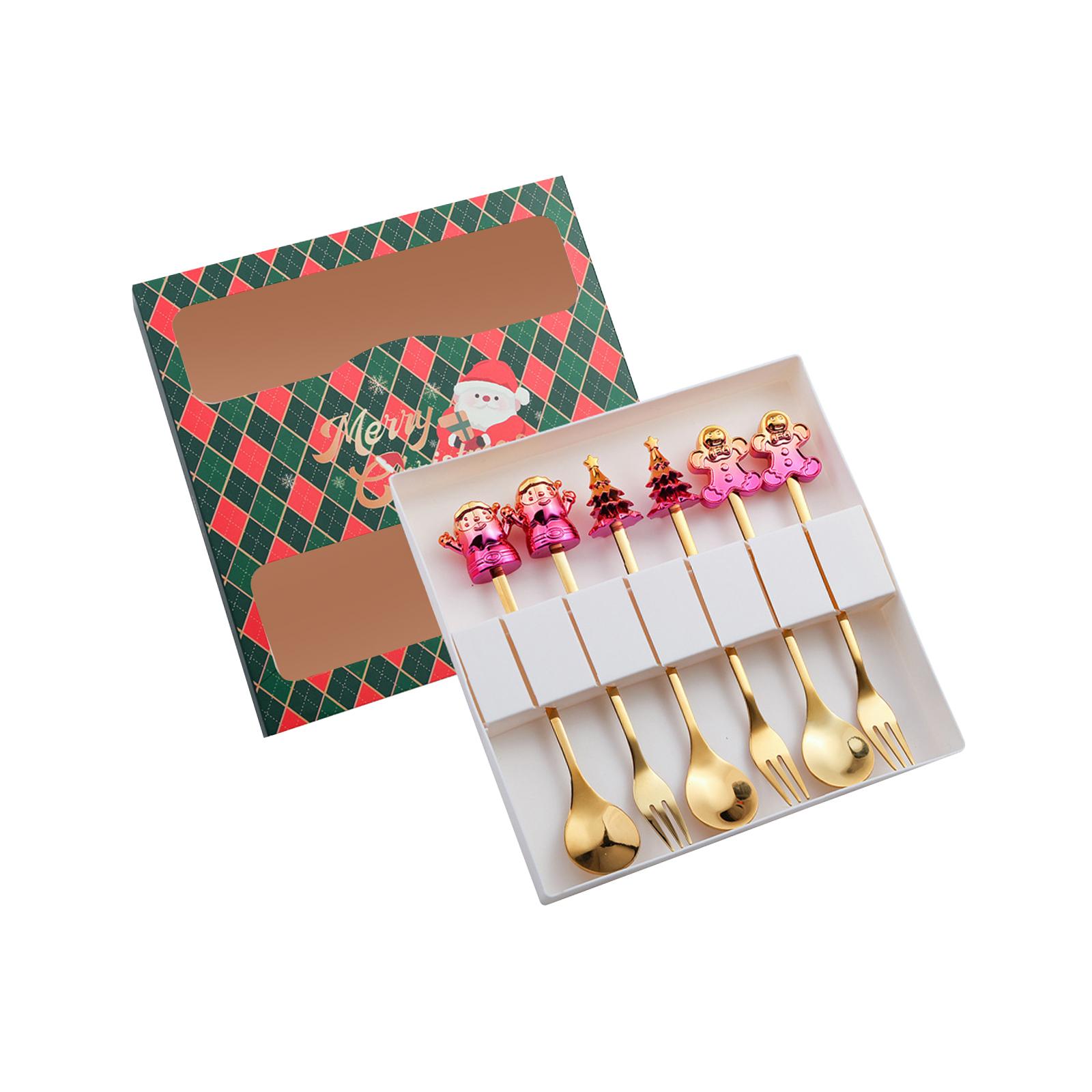 Christmas Old Man Christmas Tree Gingerbread Figures Spoons And Forks Cutlery Afternoon Tea Christmas Cutlery Set for