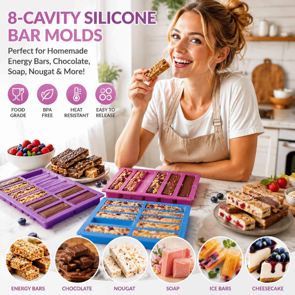 Rectangle Silicone Candy Mold DIY Silicone Ice Cube Tray Granola Bar Pan  for Baking Energy Bars