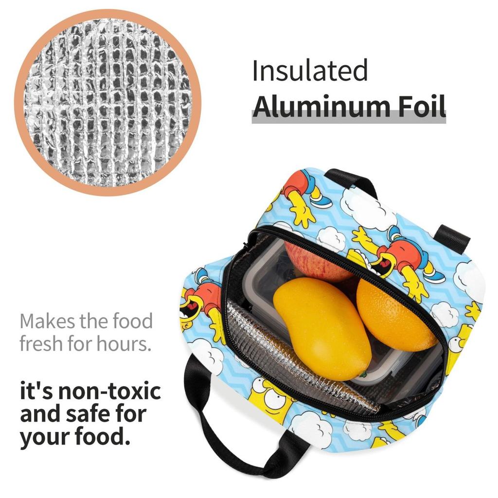 The S-Simpsons Face Accessories Insulated Lunch Bag For Travel Food Storage Bag Portable Cooler Thermal Lunch Boxes
