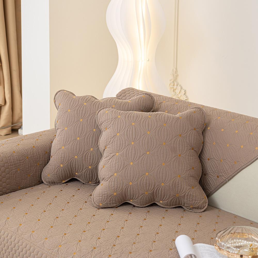 Four Seasons Universal Cotton Sofa Cushion Fabric Modern Simple Double-Sided Pure Cotton Embroidery Sofa Cushion Winter Sofa Covers