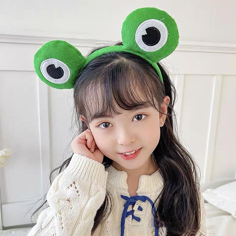 1Pc Funny Frog Cartoon Cute Headband Crown New Plush Big Eyes Headband Women'S Face Wash Headband Children'S Hair Accessories