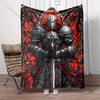 Multiple Sizes Knight In Black Armor Red Background Print Blanket Adult Children Warm for Home Travel Soft Comfortable Blanket