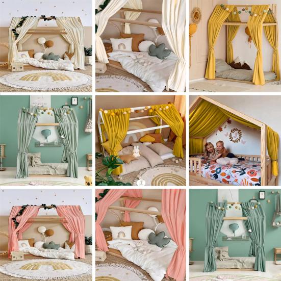 Bed Canopy for Girls Boys Bedroom Decor Cotton Bed Scarf Drape Decorative Soft Mosquito Net for Nursery Children's Room Decoration