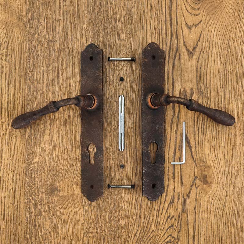 BRISTOL AGED door handle with a plate for a 72mm insert