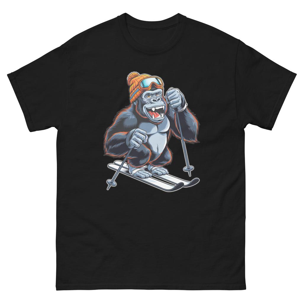 Gorilla Skiing Skier Fun Cartoon Ski Shirt T-Shirt