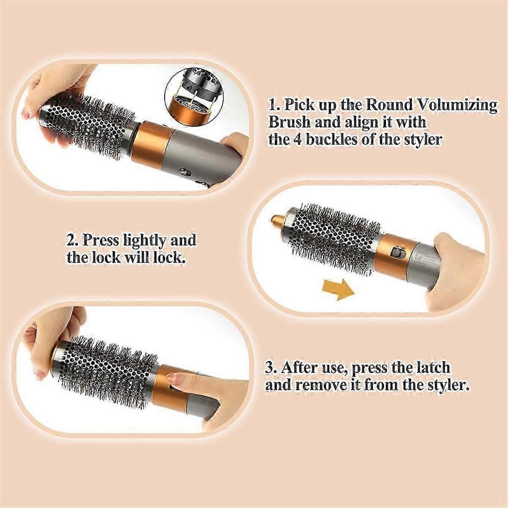 Large Round Hair Brush for Dyson Airwrap Volumizing Attachment Oval Brush Fluffy Styling Tool