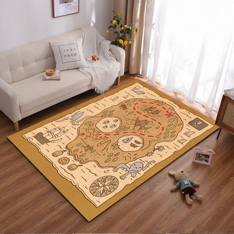 

Antique Treasure Map-Inspired Carpet with Pirate Symbols for Kids Room Suitable for use as an anti-slip for living room bedroom sofas 40x60cm( 15x23in )