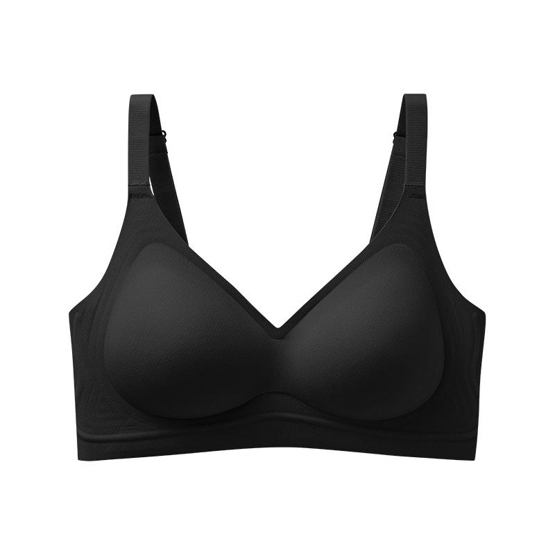 Women's Seamless Fashion Bra with W-shaped Soft Support, Wire-free Lifting Cups, and Thin Style Foundation.