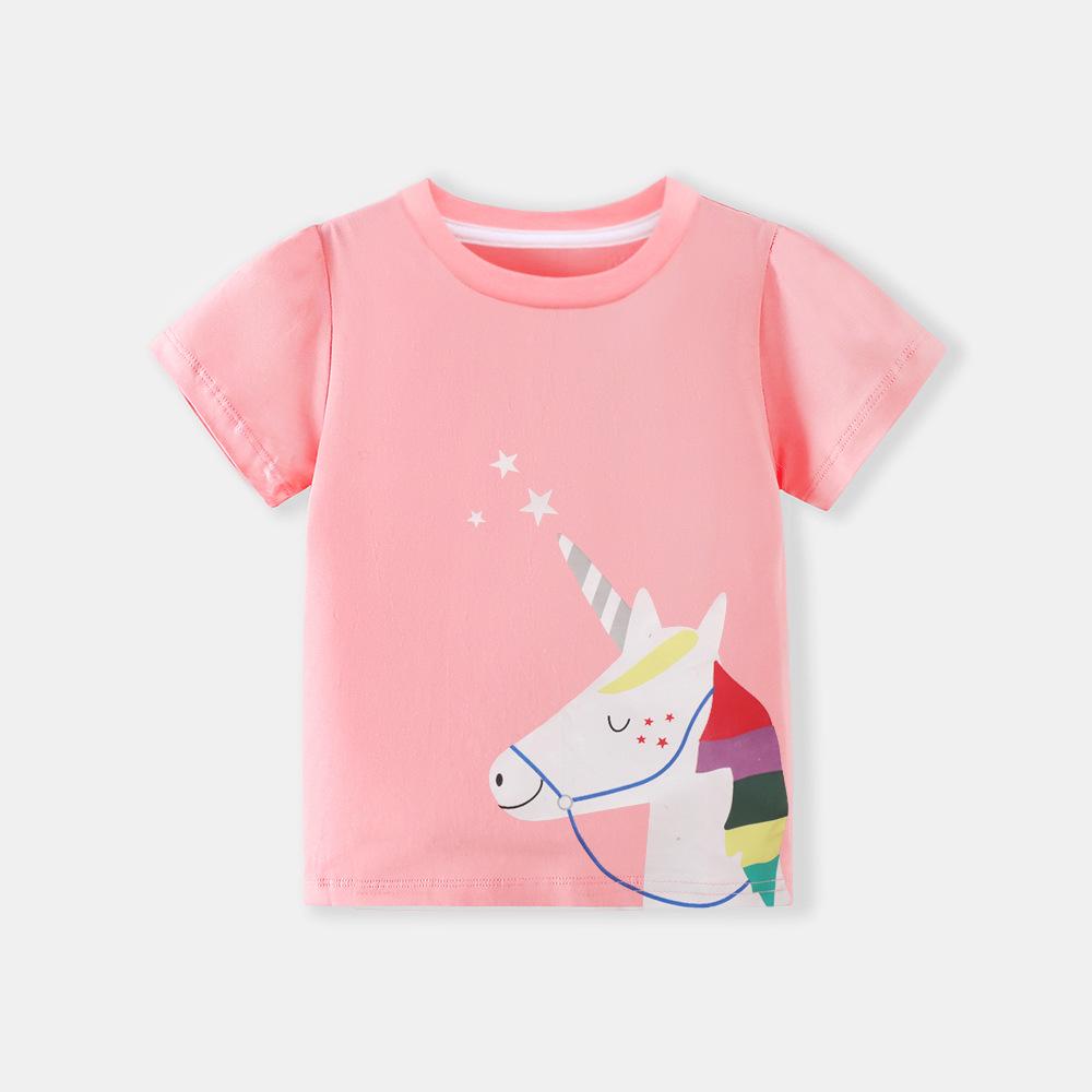 Sweet & Cute Girls Unicorn T-Shirt - Short-Sleeve, Round Neck, Cartoon Print, Spring/Summer 26 Collection. 4 Years (100cm)